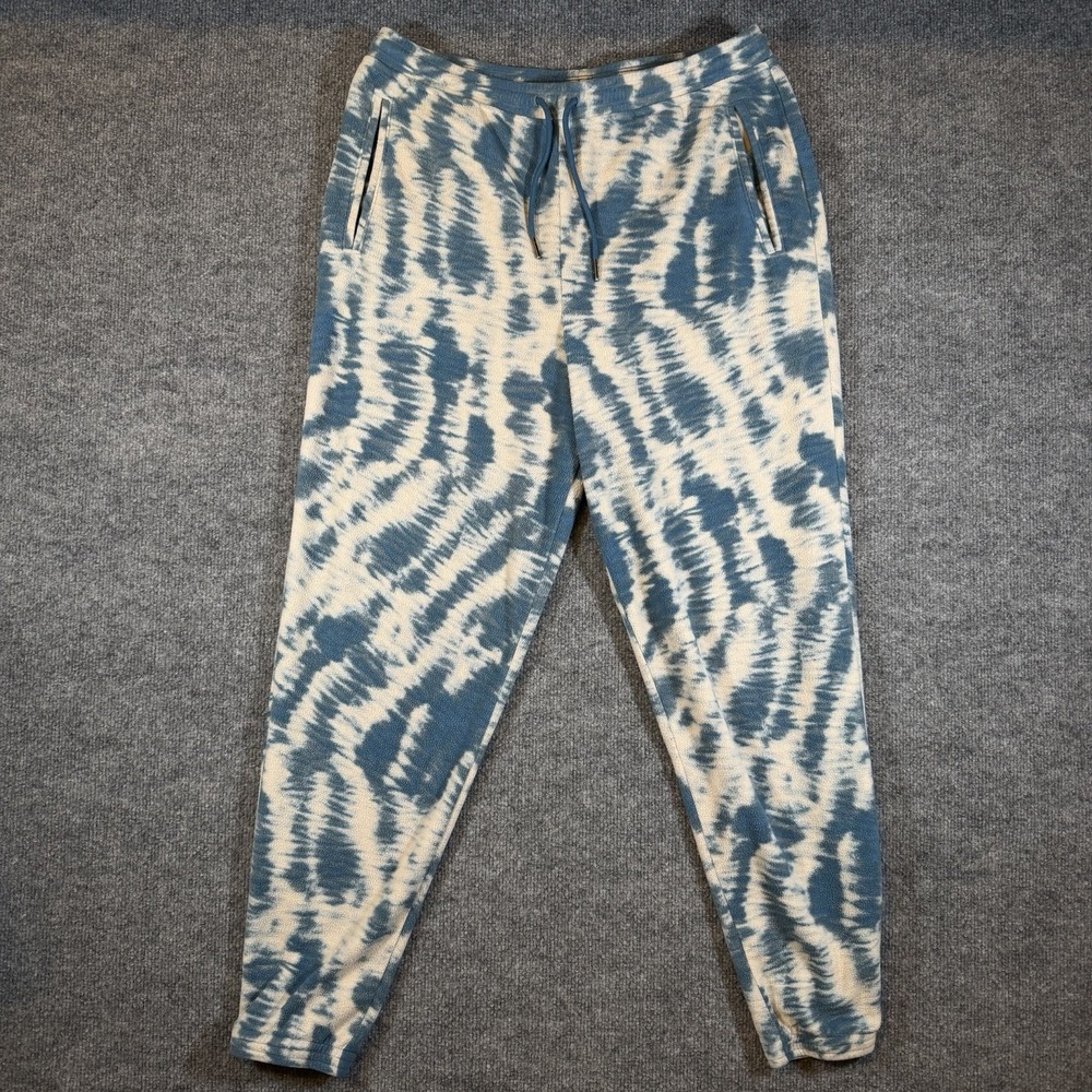 Patagonia Micro D Fleece Joggers Womens L Mighty Mycelium Wavy Blue Tie Dye